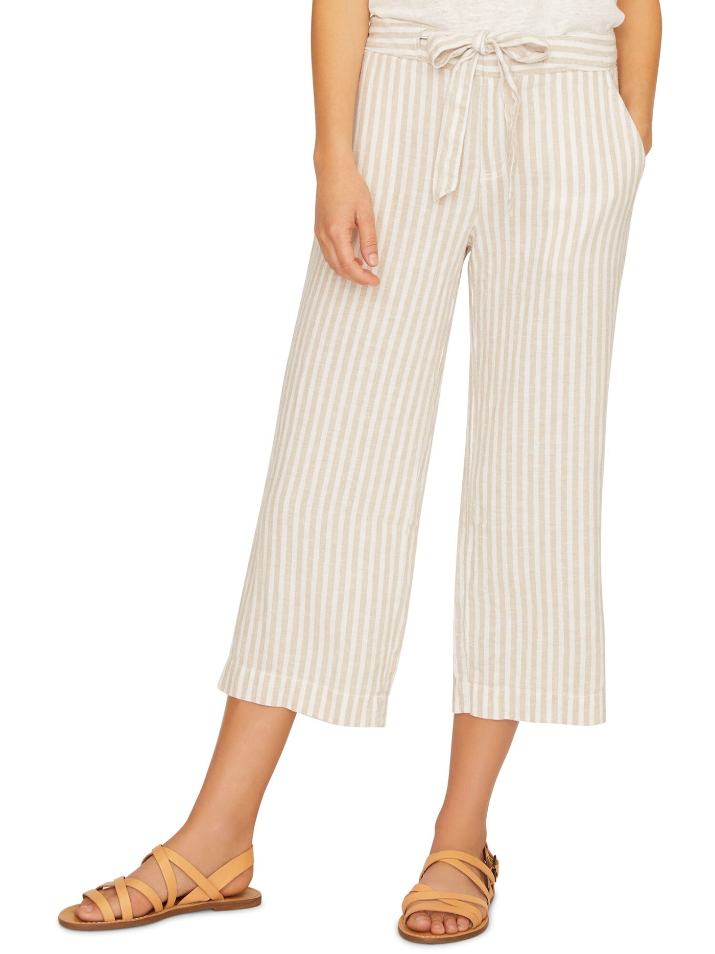 SANCTUARY Womens Beige Front Tie Striped Formal Pants 32 Waist