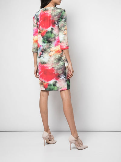 Adam Lippes Womens Green Printed Long Sleeve Jewel Neck Above The Knee Cocktail Sheath Dress 8