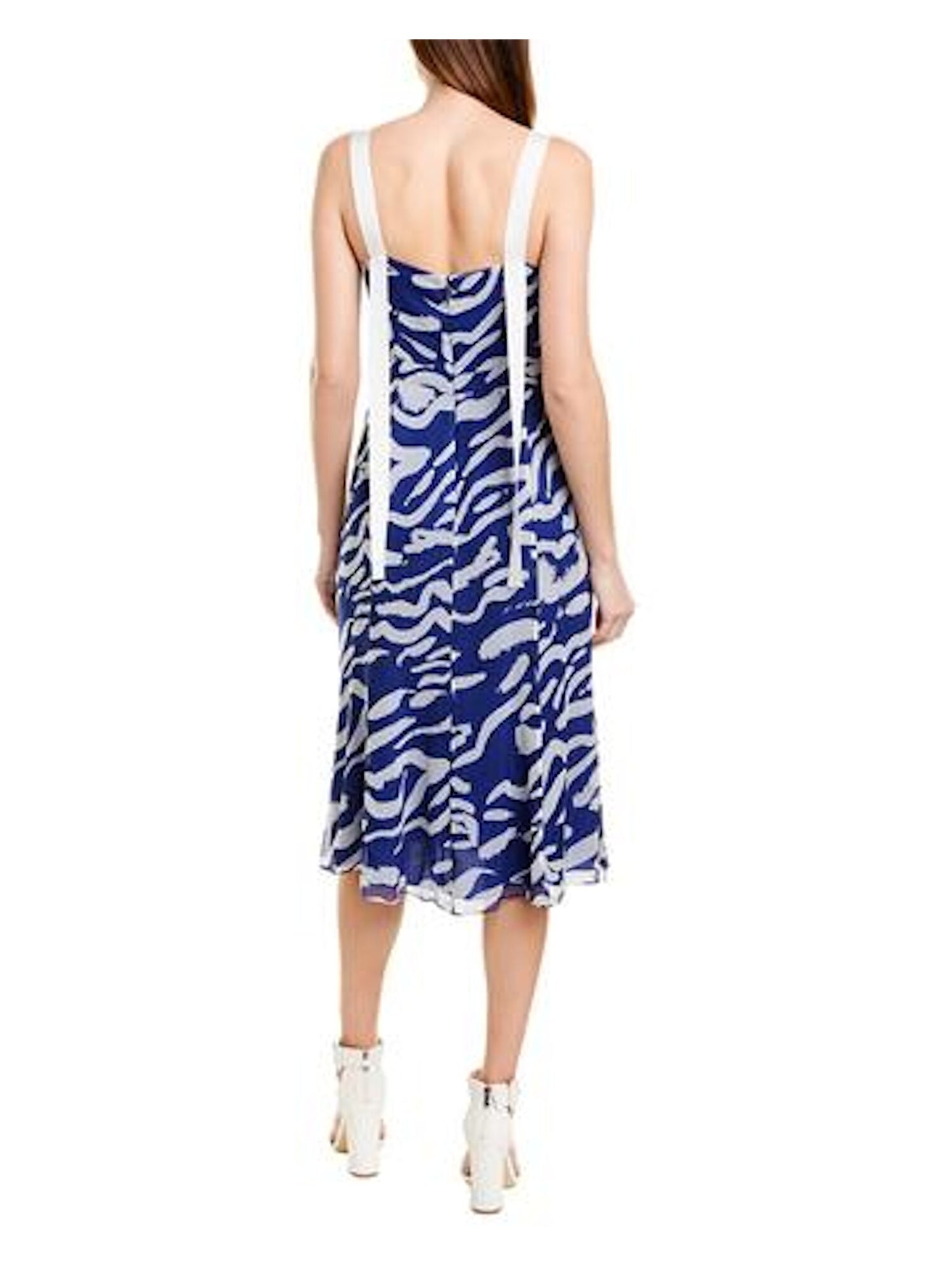 Prabal Gurung Womens Blue Zebra Print Sleeveless V Neck Midi Party Sheath Dress 2