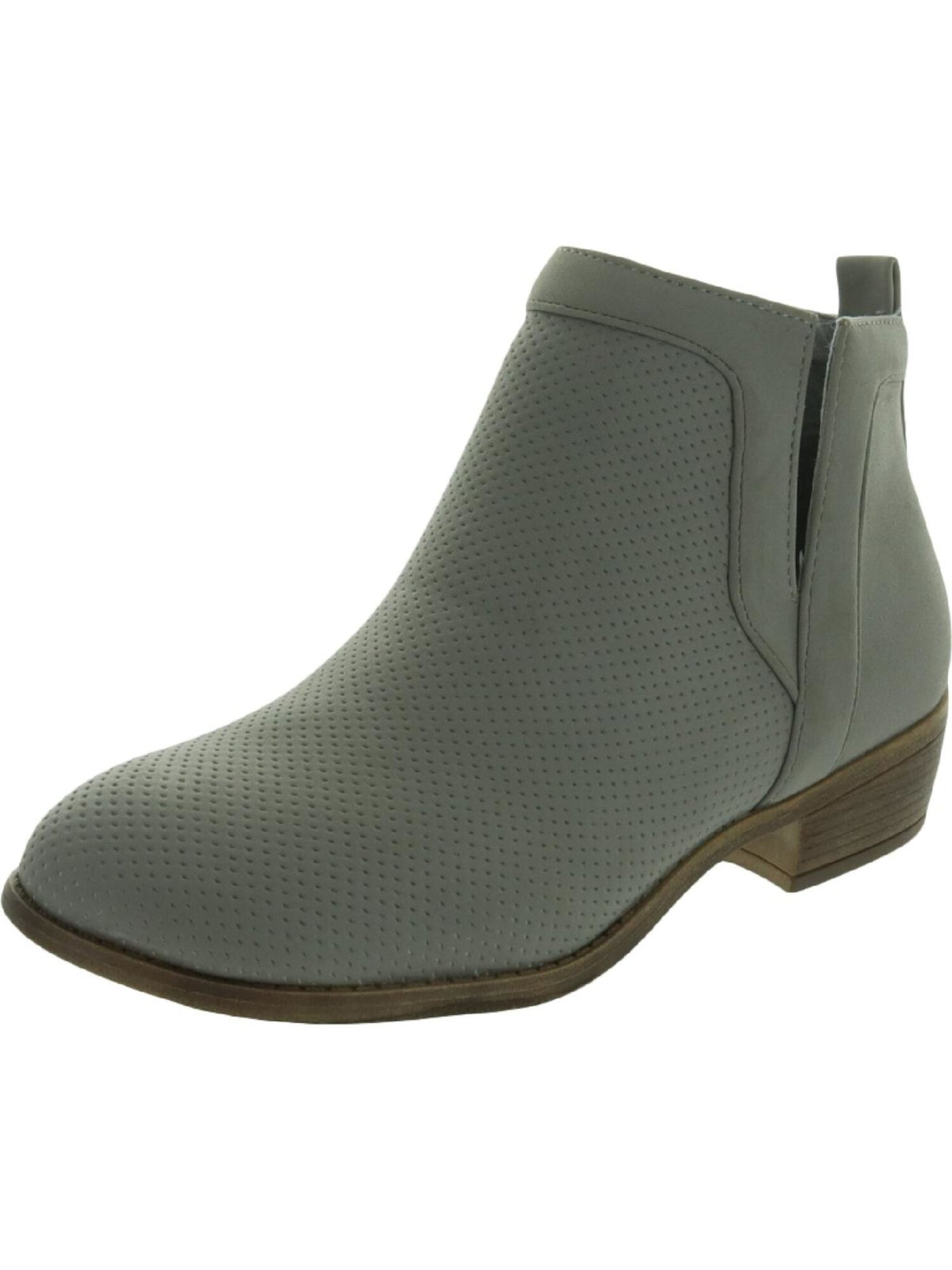 JOURNEE COLLECTION Womens Gray Side Slits Padded Lainee Round Toe Block Heel Slip On Booties 6.5 M