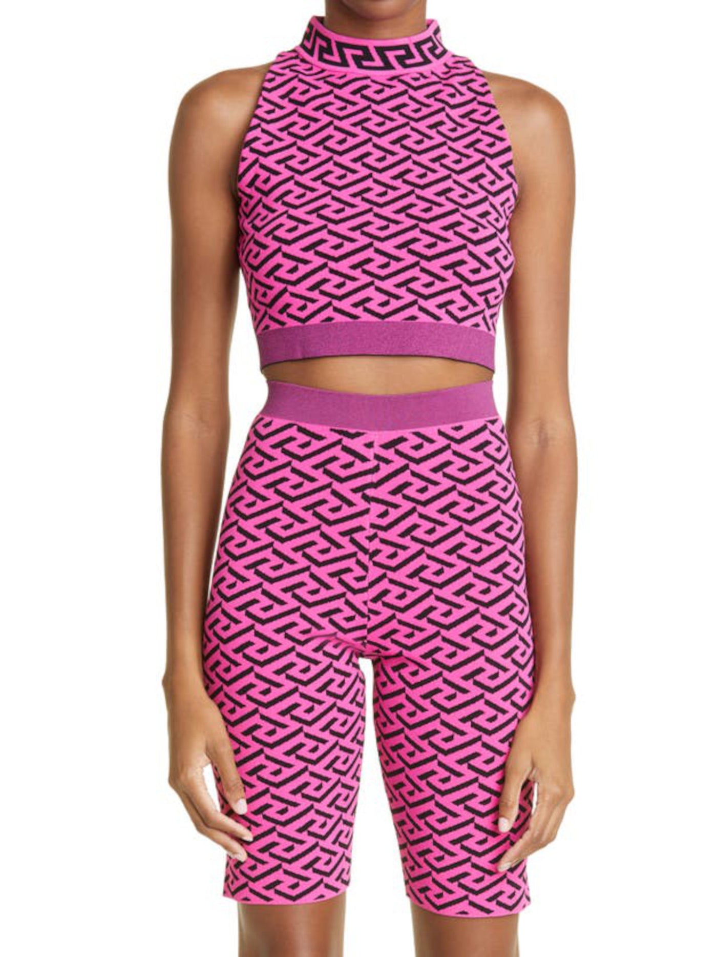 VERSACE Womens Pink Sleeveless Mock Neck Active Wear Top 44