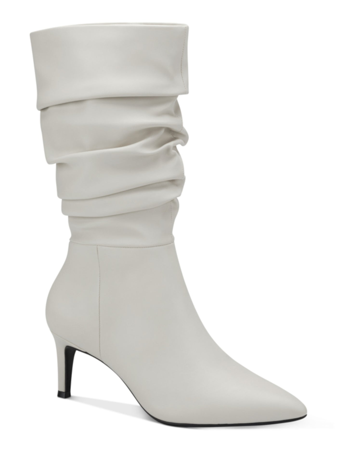 ALFANI Womens Ivory Ruched Padded Lissa Pointed Toe Stiletto Zip-Up Dress Slouch Boot 9 M