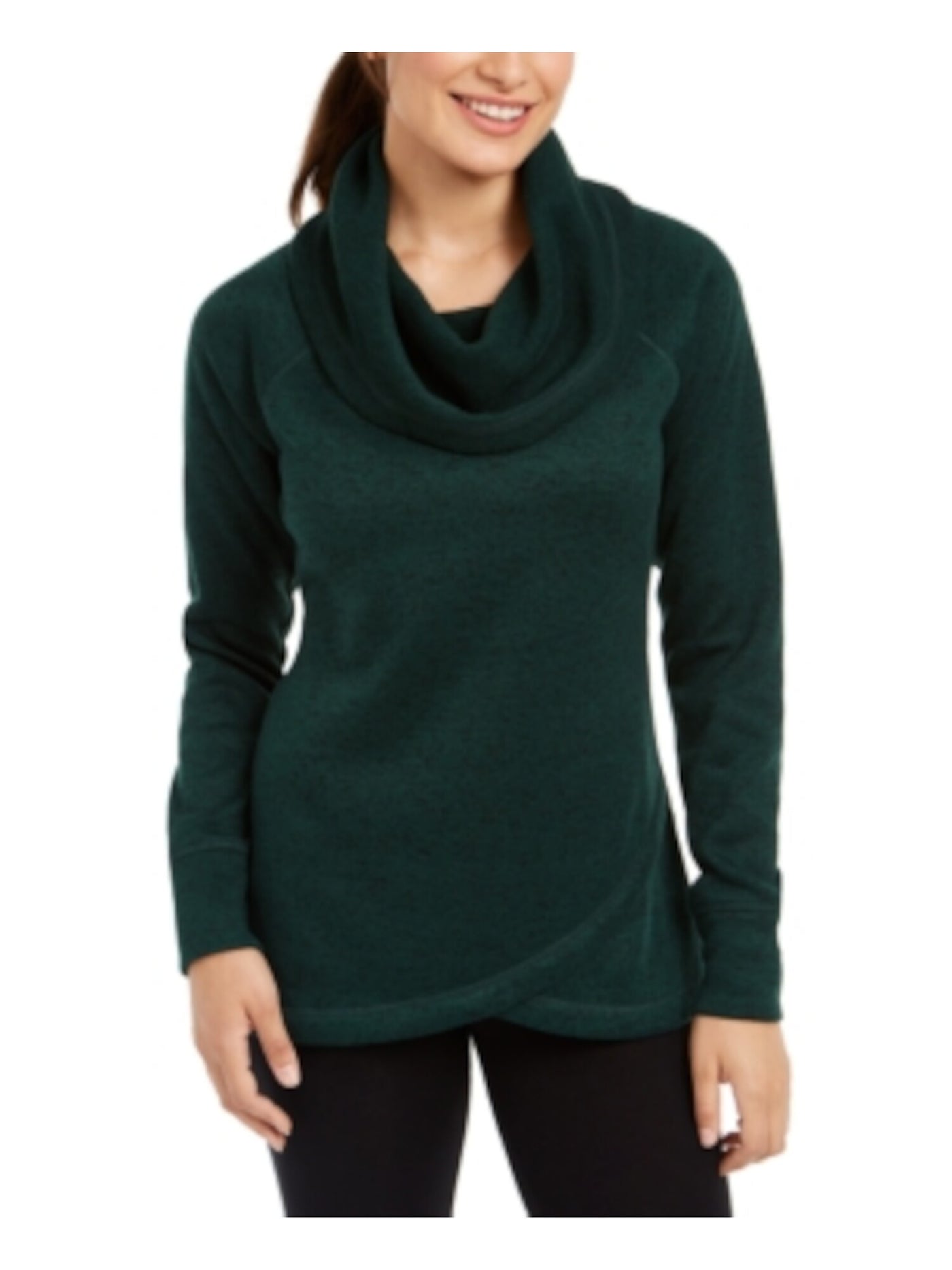 IDEOLOGY Womens Green Long Sleeve Mock Neck Top S