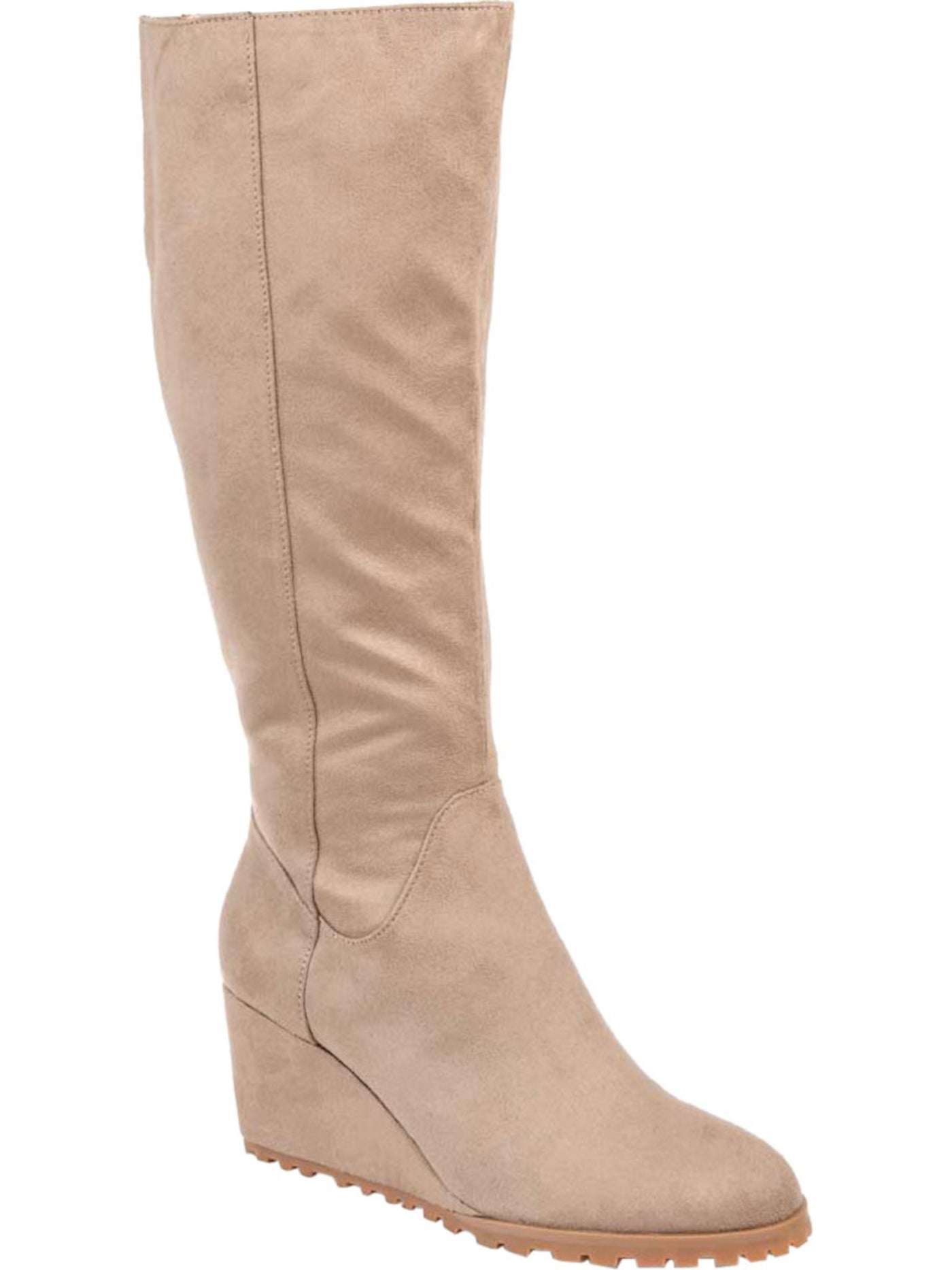 JOURNEE COLLECTION Womens Taupe Beige Padded Parker Almond Toe Wedge Zip-Up Heeled Boots 10 XWC