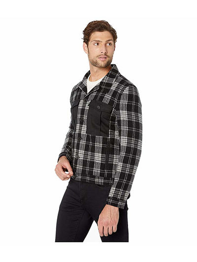 BILLY REID Mens Black Plaid Flannel Button Down Jacket L