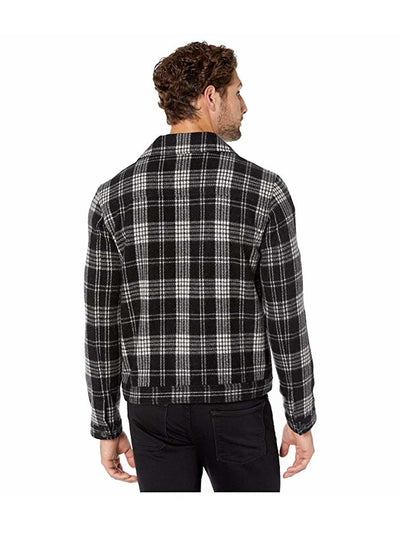 BILLY REID Mens Black Plaid Flannel Button Down Jacket L