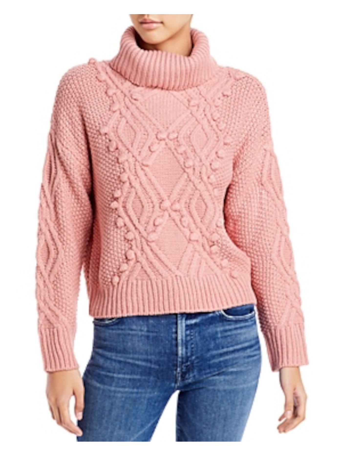 CLICHE' Womens Pink Long Sleeve Turtle Neck Sweater S