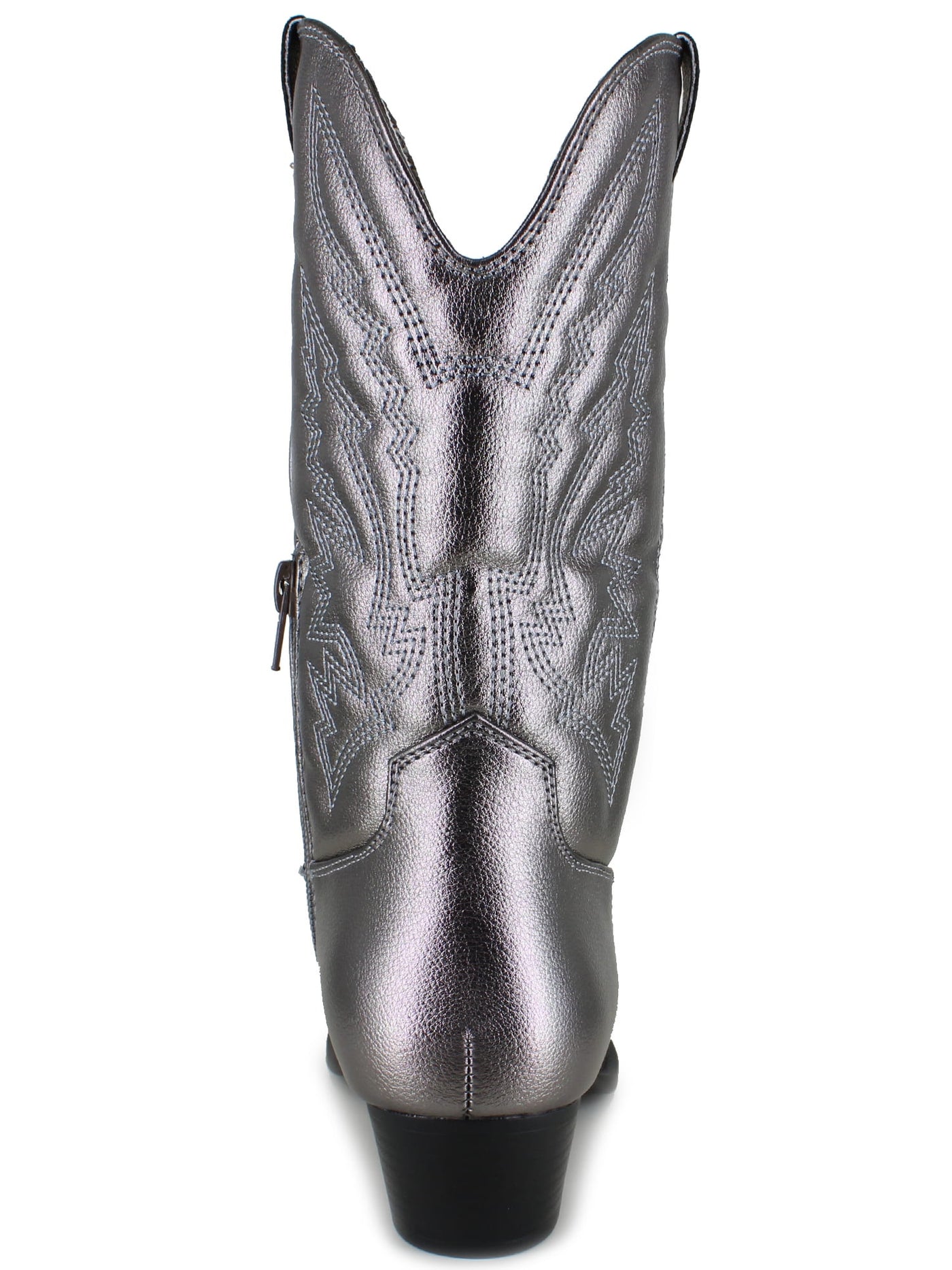 PORTLAND BOOT COMPANY Womens Gray Dual Pull-Tabs Curved  Padded Embroidered Metallic Olympia Pointed Toe Stacked Heel Western Boot 7 M