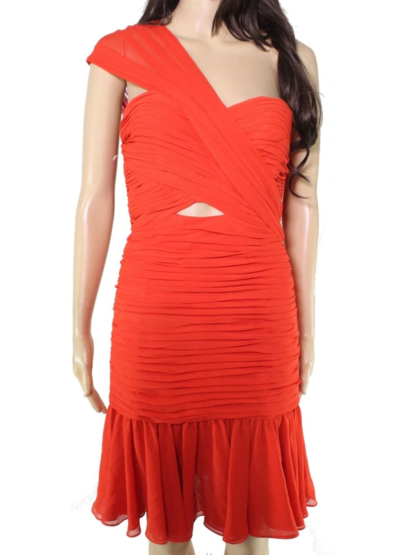 JILL JILL STUART Womens Orange Sleeveless Asymmetrical Neckline Above The Knee Cocktail Sheath Dress 6