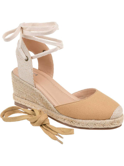 JOURNEE COLLECTION Womens Beige 1/2" Platform Interchangeable Laces Jute Wrapped Open Back Shoe Padded Monte Round Toe Wedge Lace-Up Espadrille Shoes 8.5