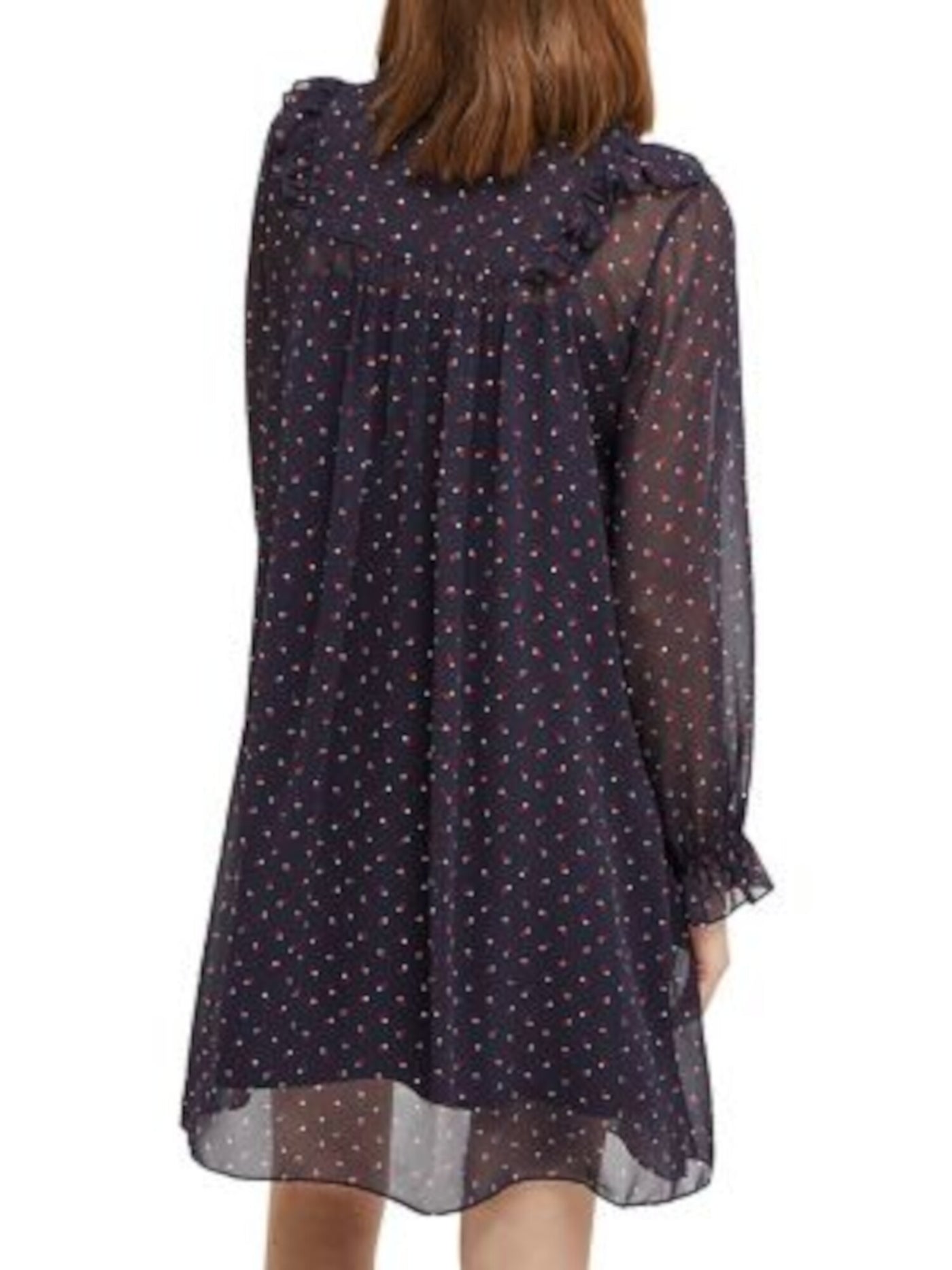 FRENCH CONNECTION Womens Navy Floral Long Sleeve Keyhole Short Sheath Dress 0
