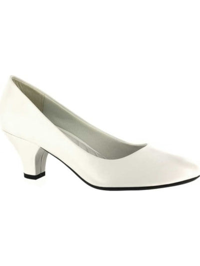 EASY STREET Womens White Fabulous Almond Toe Block Heel Slip On Pumps Shoes 7.5 WW