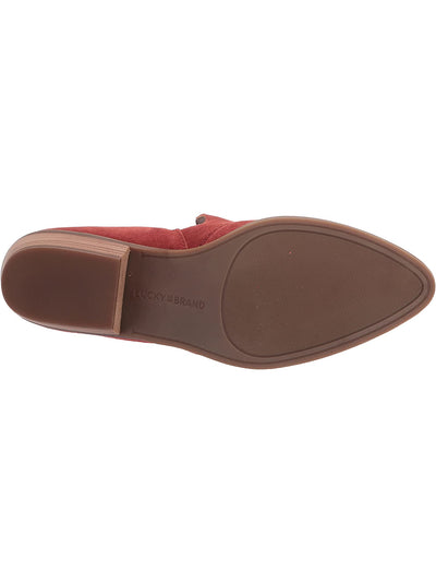 LUCKY BRAND Womens Orange Side Cutouts Pull Tab Padded Mahzan Almond Toe Block Heel Slip On Leather Shootie 10 M