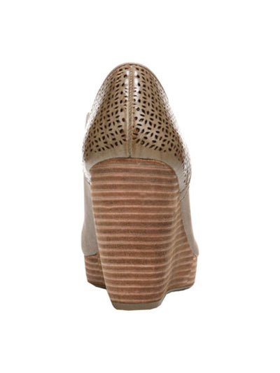 DR SCHOLLS Womens Taupe Beige 1/2 Platform Gored Perforated Comfort Harlow Almond Toe Wedge Slip On Shootie 7.5 M