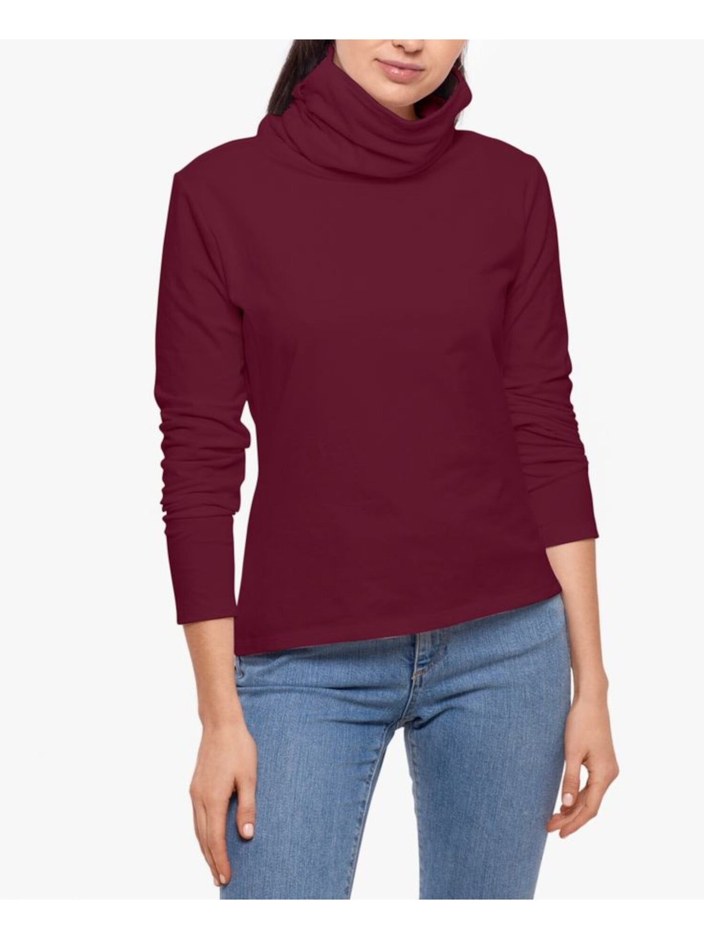 BETSY & ADAM Womens Burgundy Long Sleeve Turtle Neck Top S