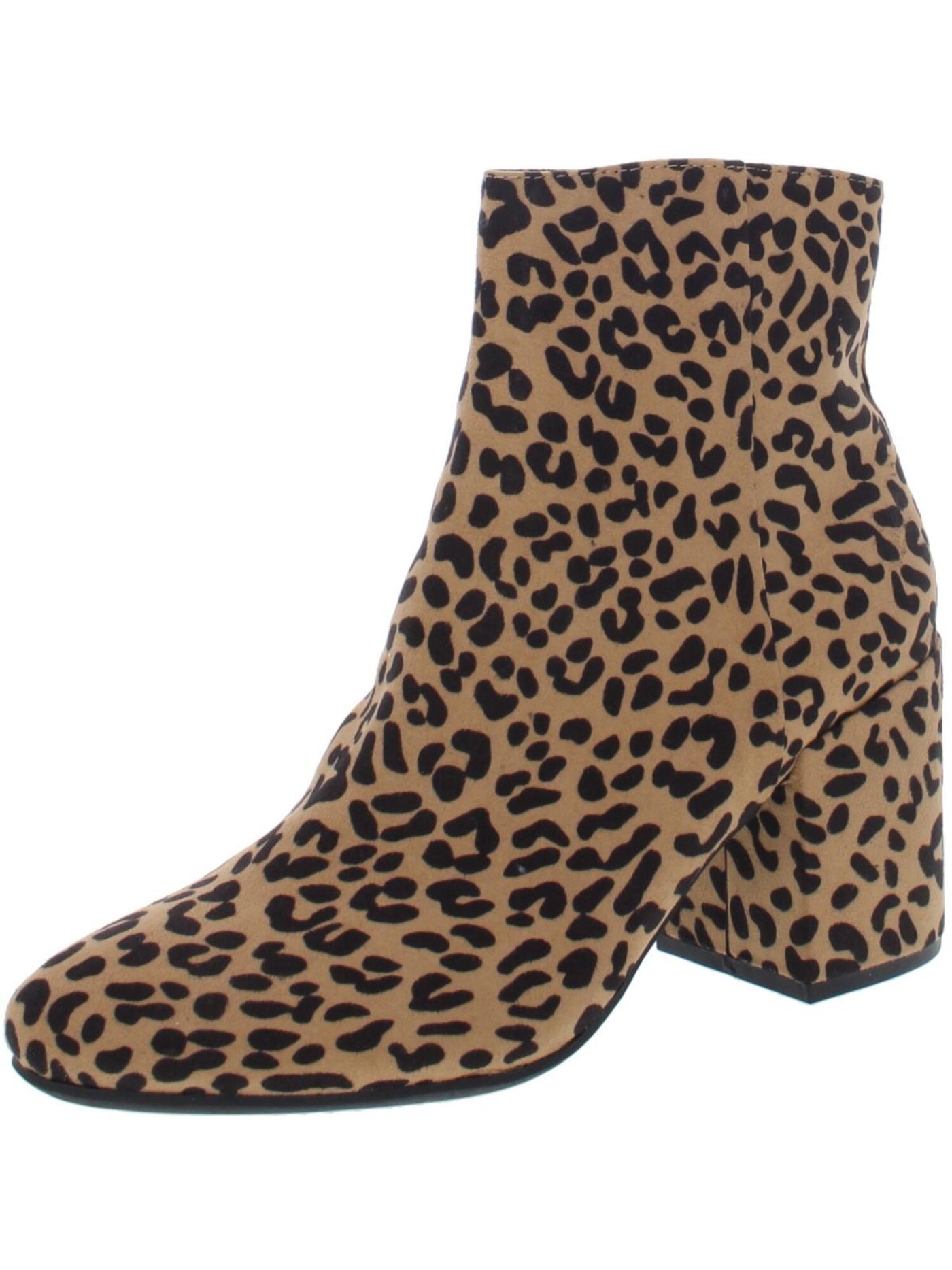 BAR III Womens Beige Leopard Print Comfort Cushioned Gatlin Almond Toe Block Heel Zip-Up Dress Booties 9.5 M