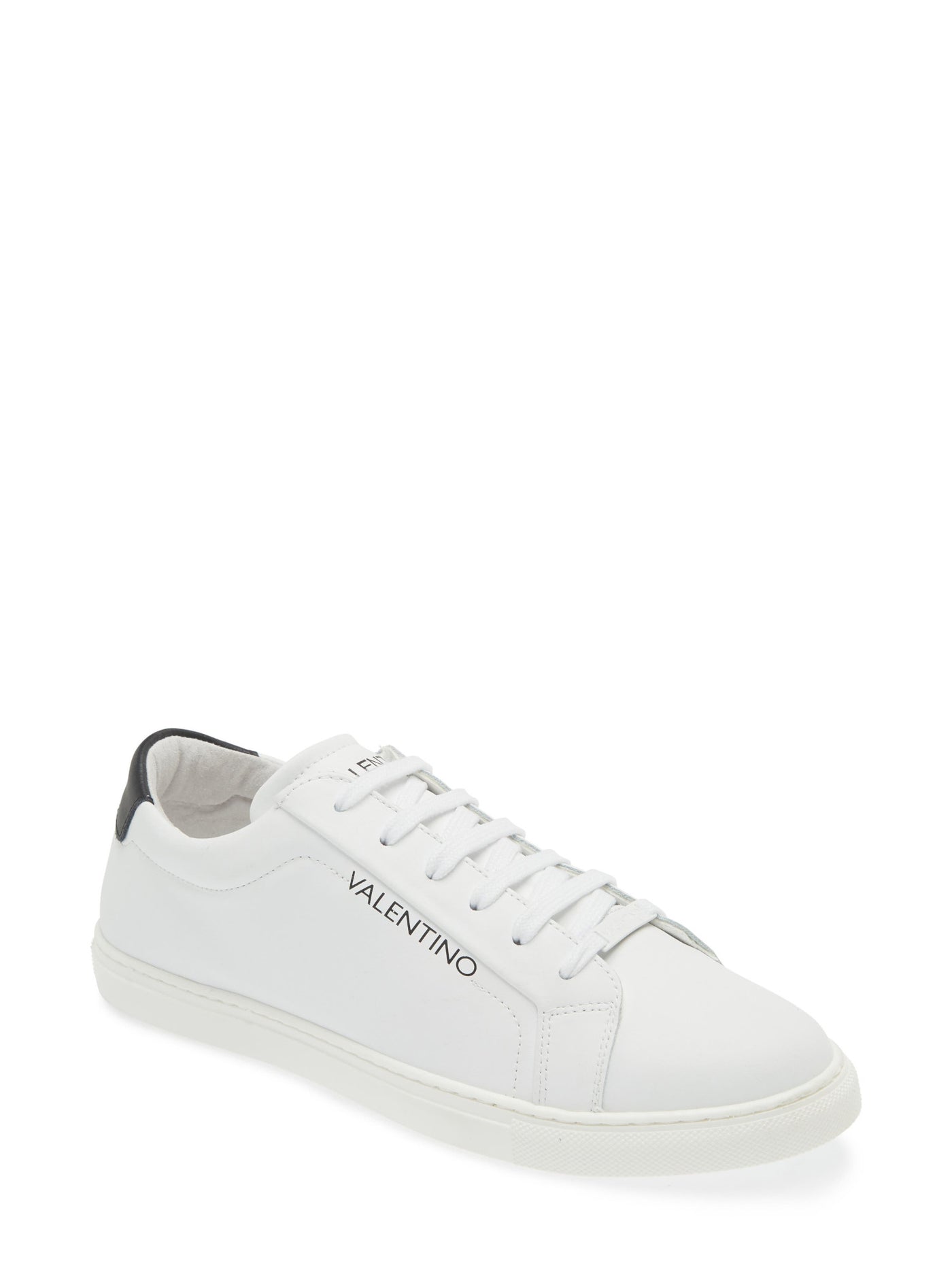 VALENTINO Mens White Padded Benny Round Toe Lace-Up Leather Sneakers Shoes 8