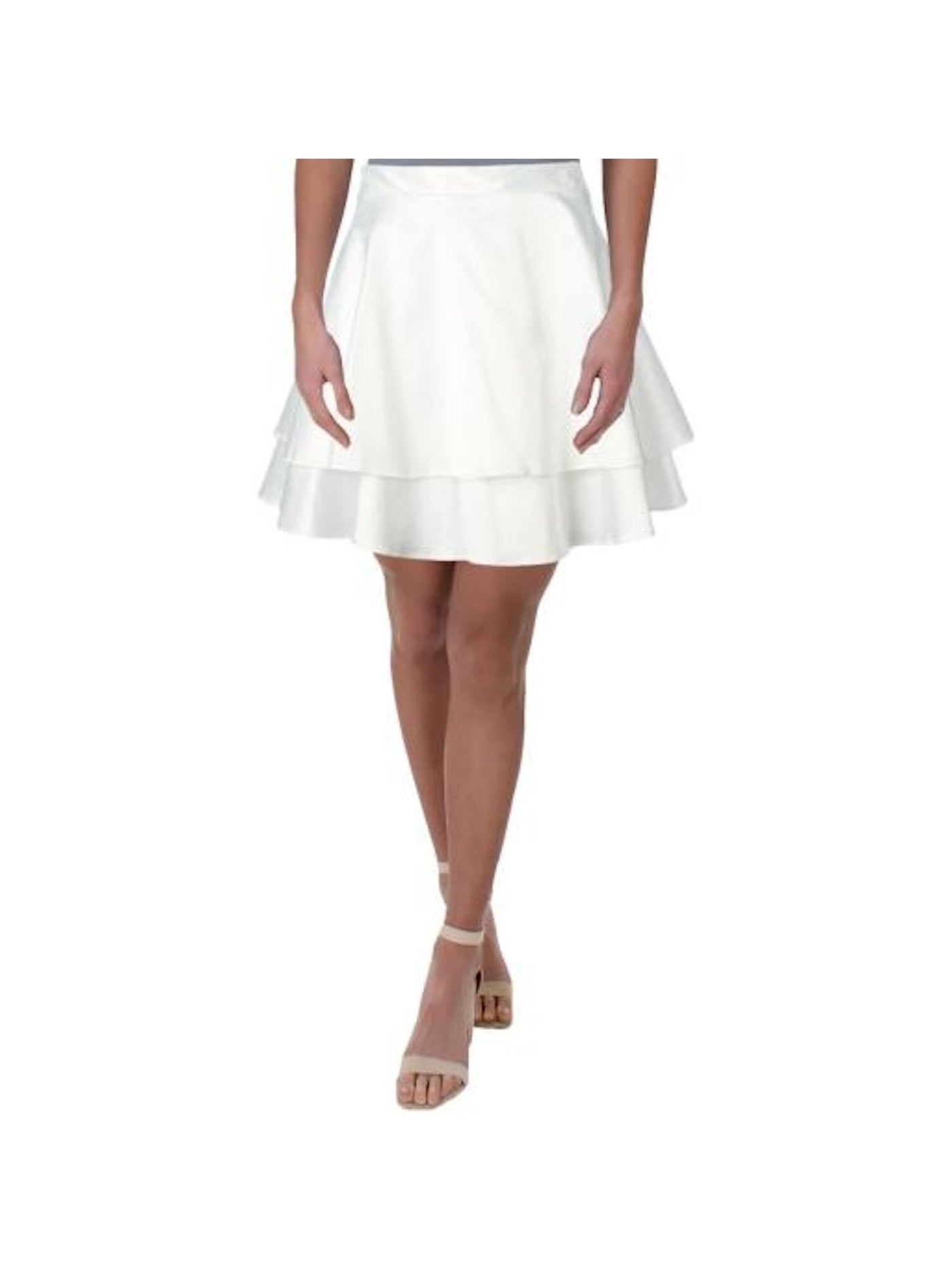 CITY STUDIO Womens White Short Party Ruffled Skirt 1