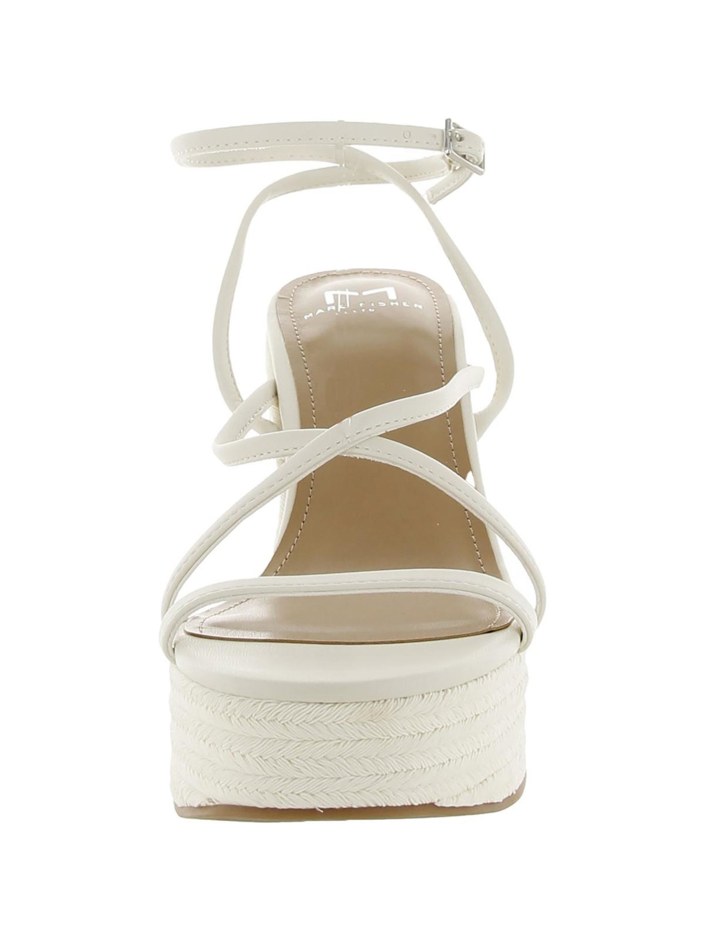 MARC FISHER Womens Ivory Strappy Padded Fetch Round Toe Buckle Espadrille Shoes 7.5 M