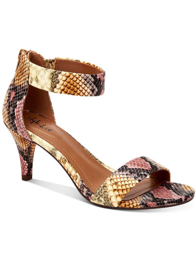 STYLE & COMPANY Womens Brown Snake Print Paycee Round Toe Kitten Heel Zip-Up Dress Sandals 6.5 M