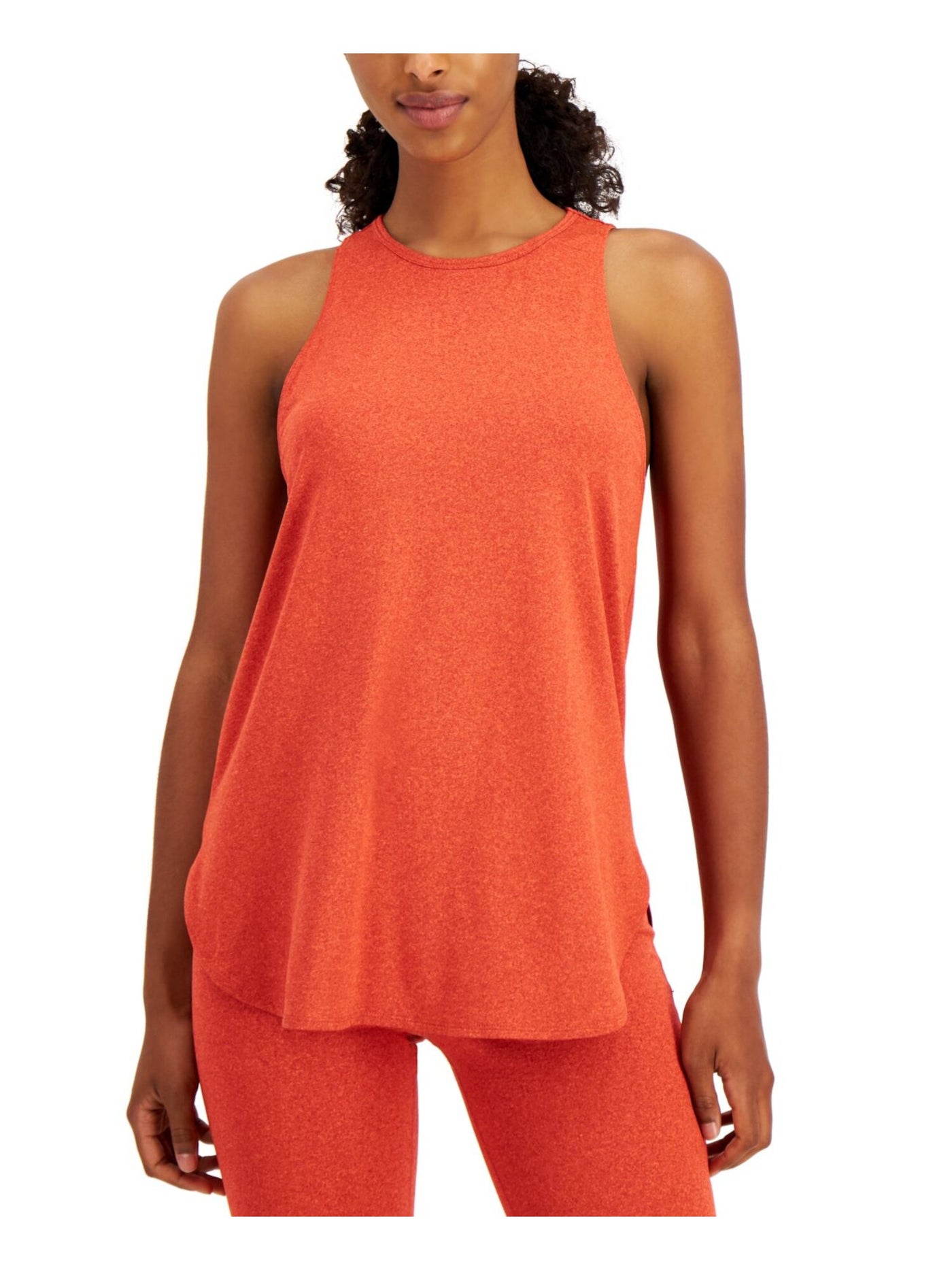 IDEOLOGY Womens Orange Stretch Moisture Wicking Upf50 Flat Seems Heather Sleeveless Crew Neck Top M