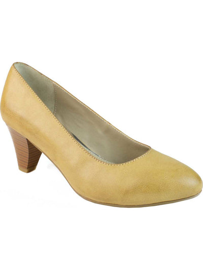 RIALTO Womens Yellow Padded Stanford Almond Toe Cone Heel Slip On Pumps Shoes 7.5 M