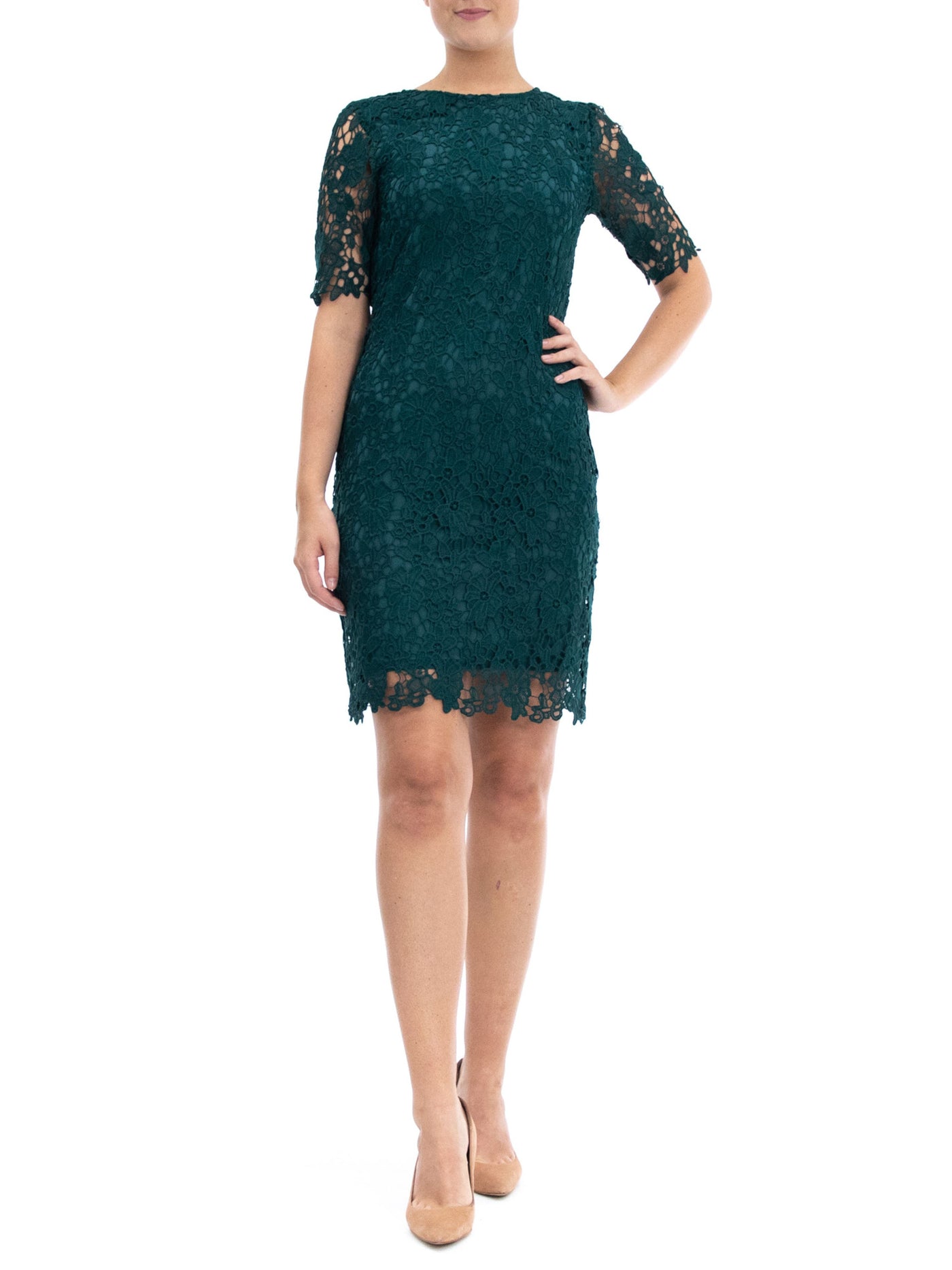 CRYSTAL DOLLS Womens Zippered Elbow Sleeve Off Shoulder Short Party Sheath Dress