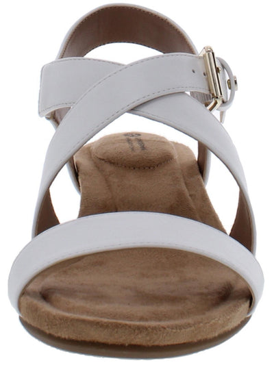 GIANI BERNINI Womens White Comfort Braided Adjustable Cushioned Blythee Round Toe Wedge Buckle Slingback Sandal 10 M