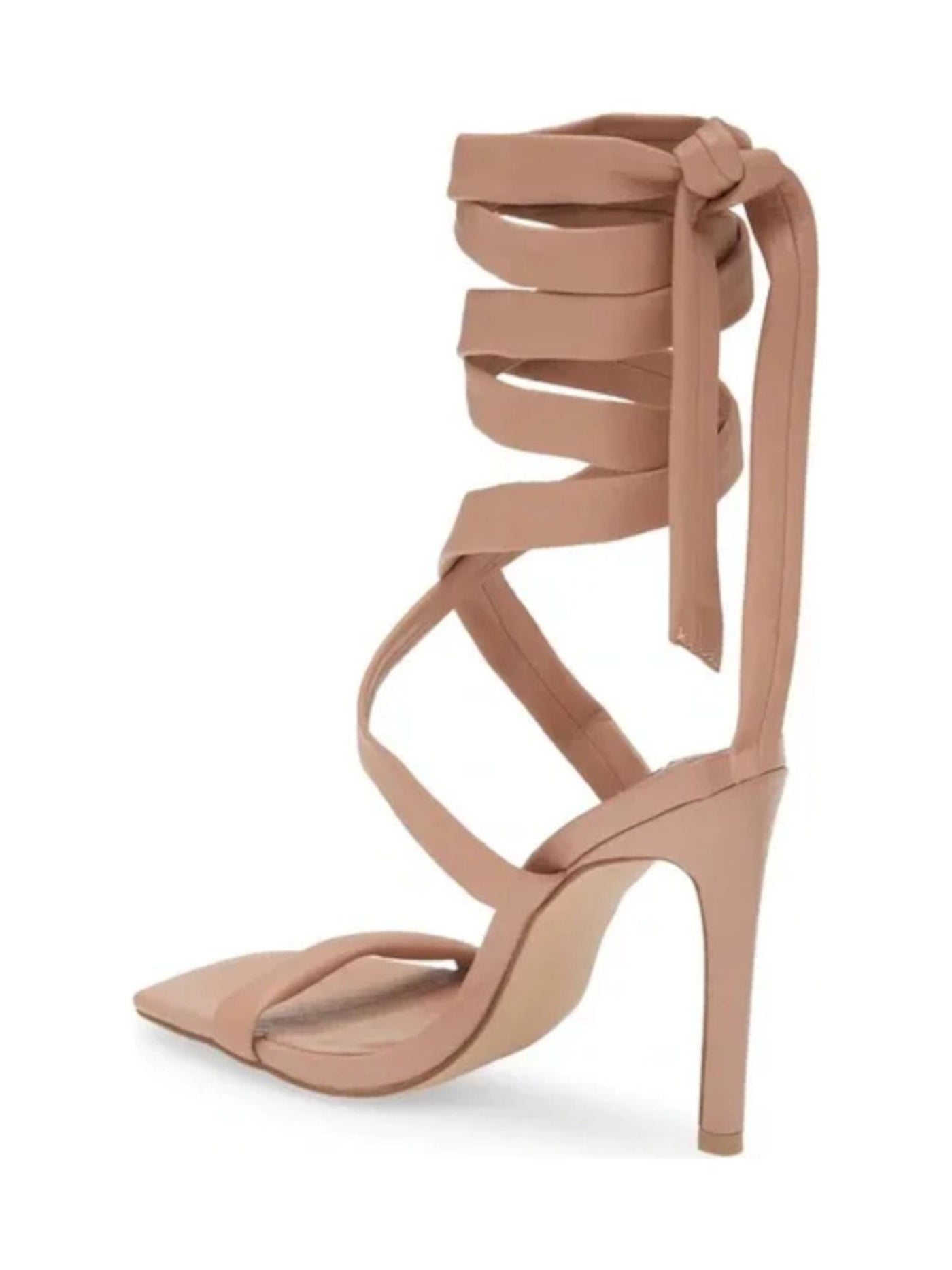 STEVE MADDEN Womens Beige Crocodile Strappy Comfort Utilize Square Toe Stiletto Lace-Up Dress Heeled Sandal 8.5 M