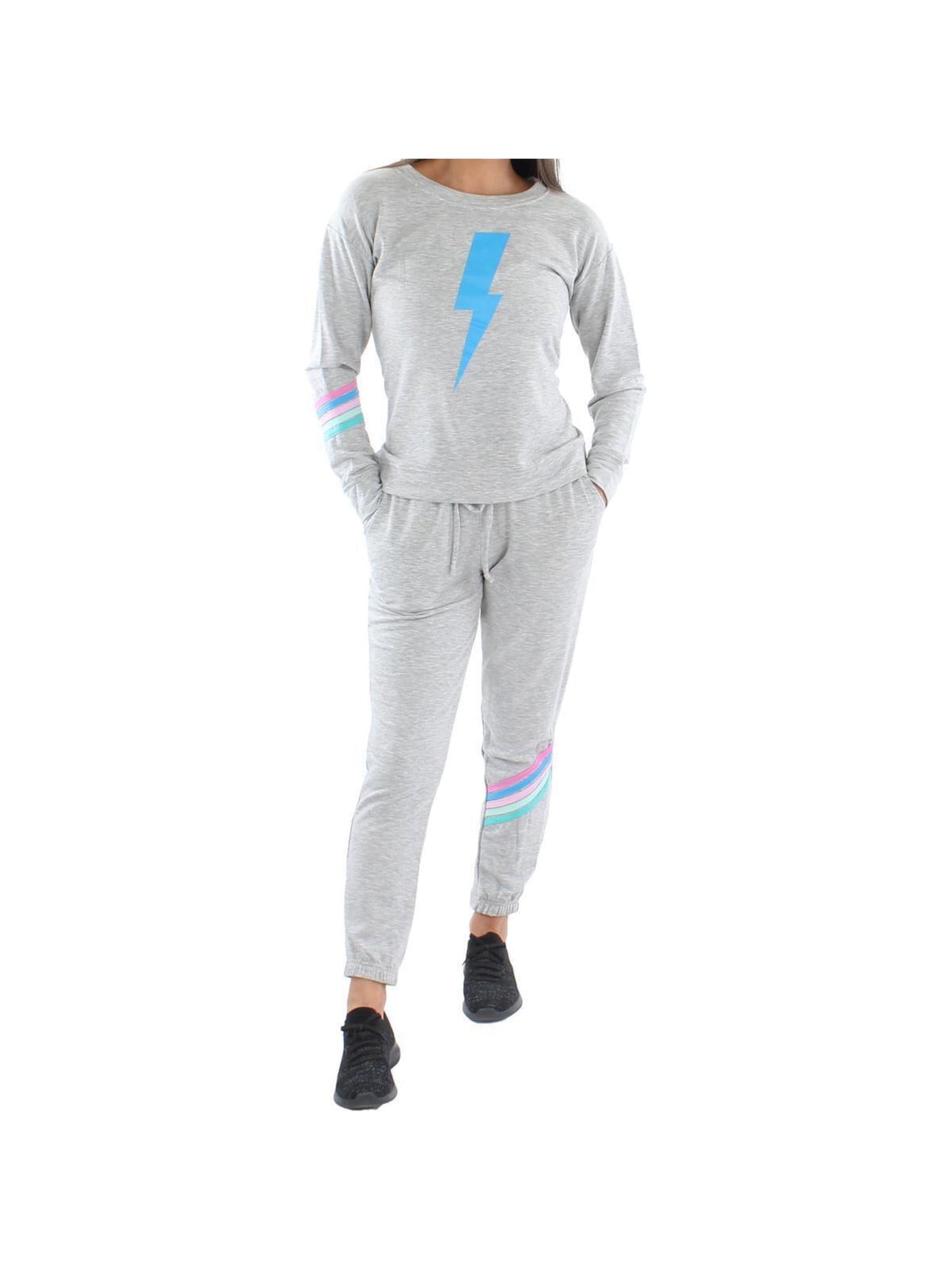 AVA & ESME Gray Graphic Top Long Sleeve Lounge Pants XS