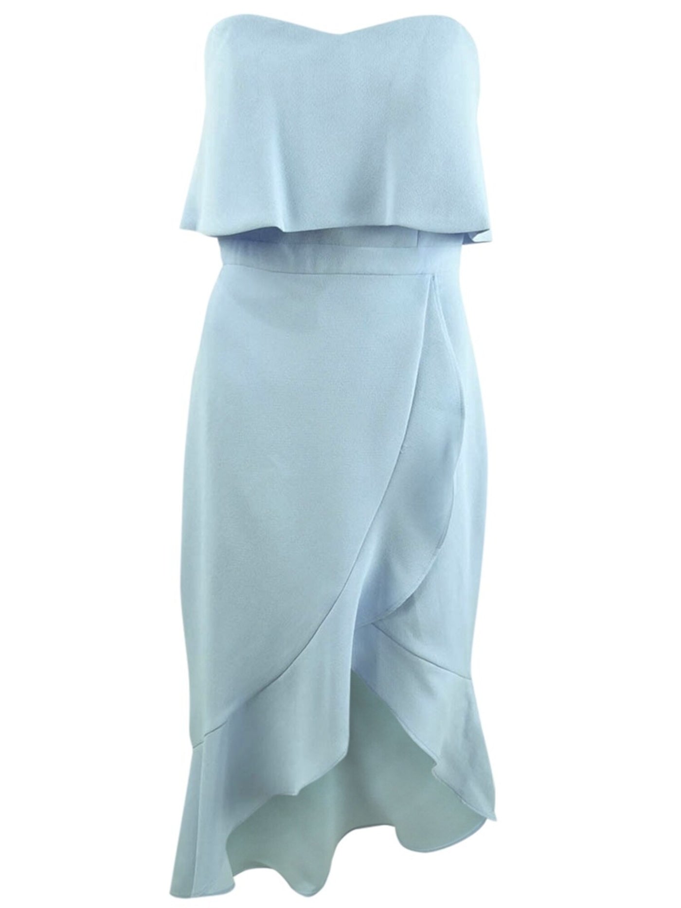 XSCAPE Womens Light Blue Ruffled Zippered Sleeveless Sweetheart Neckline Short Party Hi-Lo Dress 10