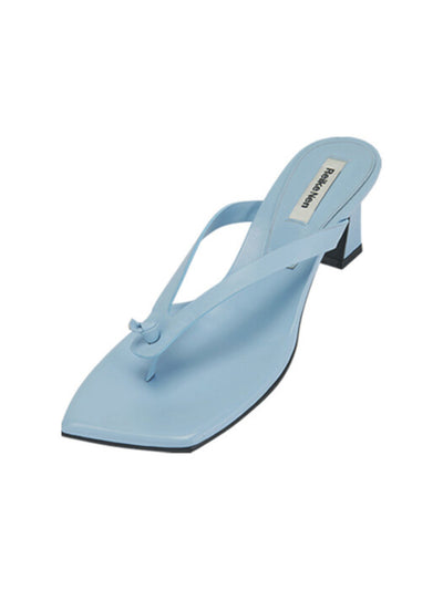 REIKE NEN Womens Light Blue Padded Square Toe Slip On Leather Dress Flip Flop Sandal 37.5