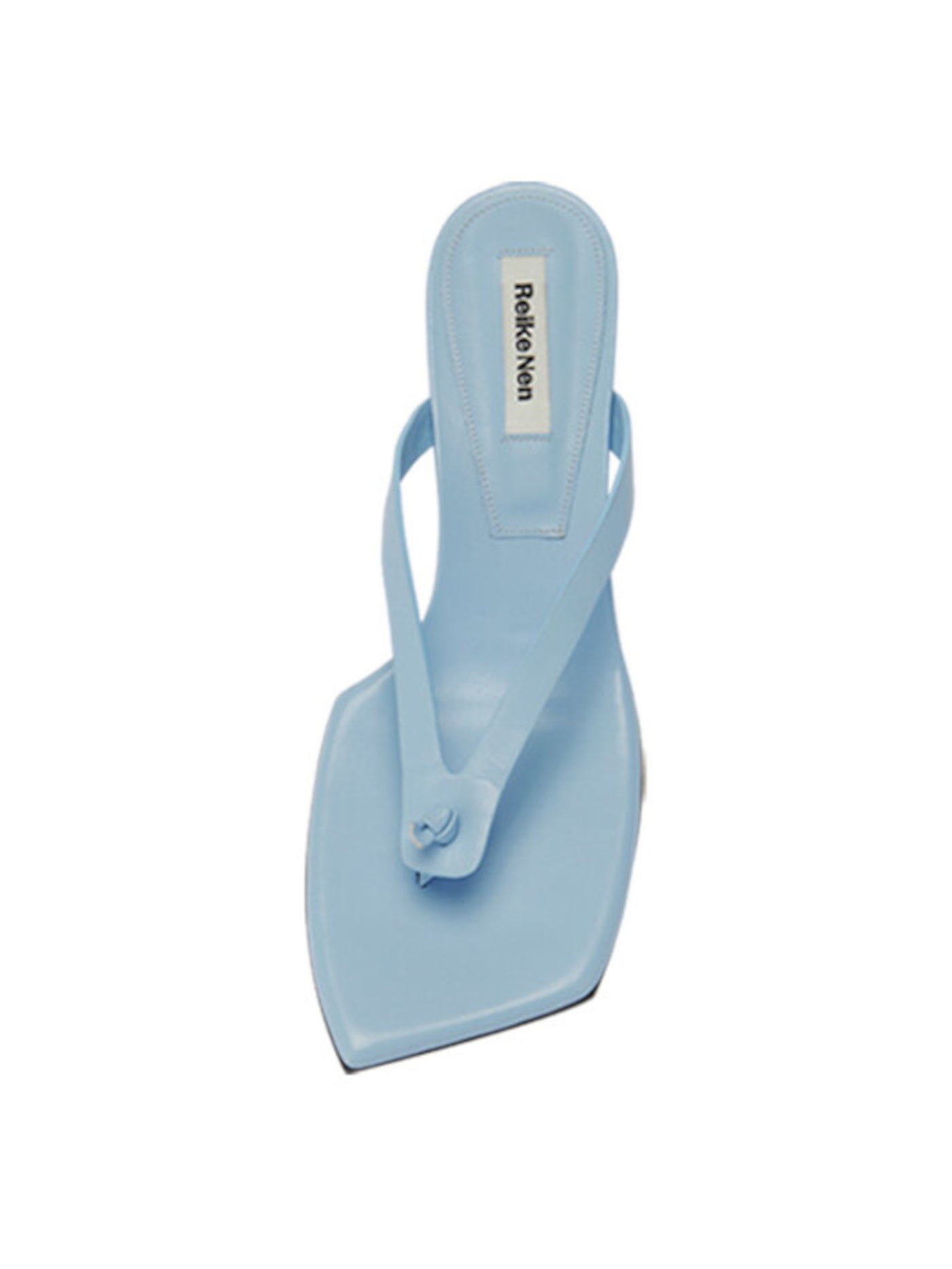 REIKE NEN Womens Light Blue Padded Square Toe Slip On Leather Dress Flip Flop Sandal