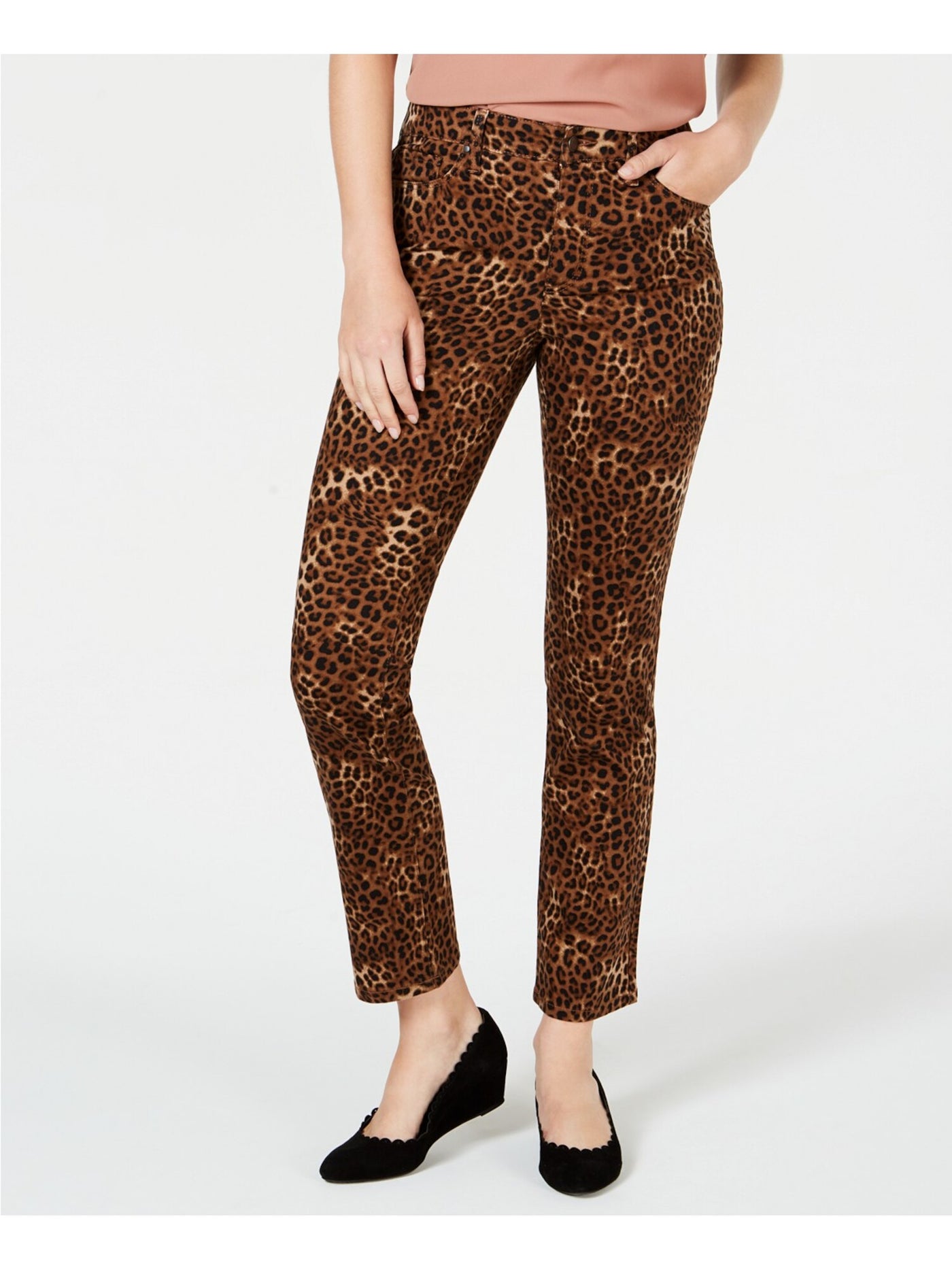 CHARTER CLUB Womens Brown Animal Print High Waist Pants 4