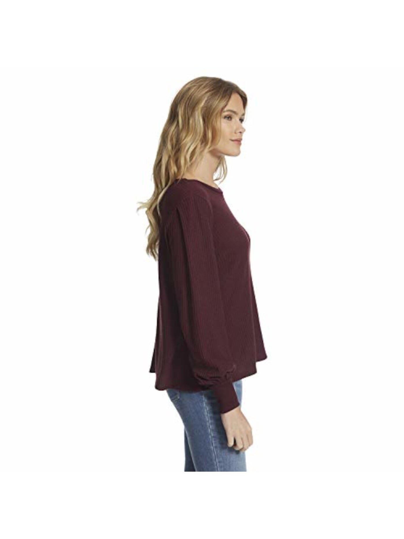 JESSICA SIMPSON Womens Maroon Long Sleeve Crew Neck Top XS