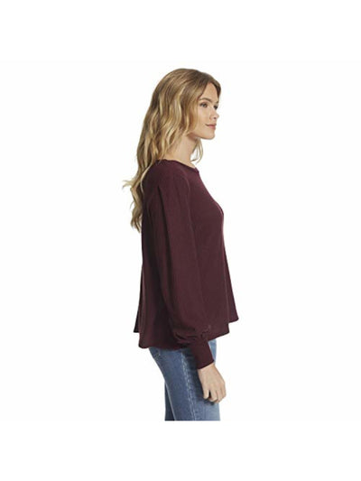 JESSICA SIMPSON Womens Maroon Long Sleeve Crew Neck Top XS