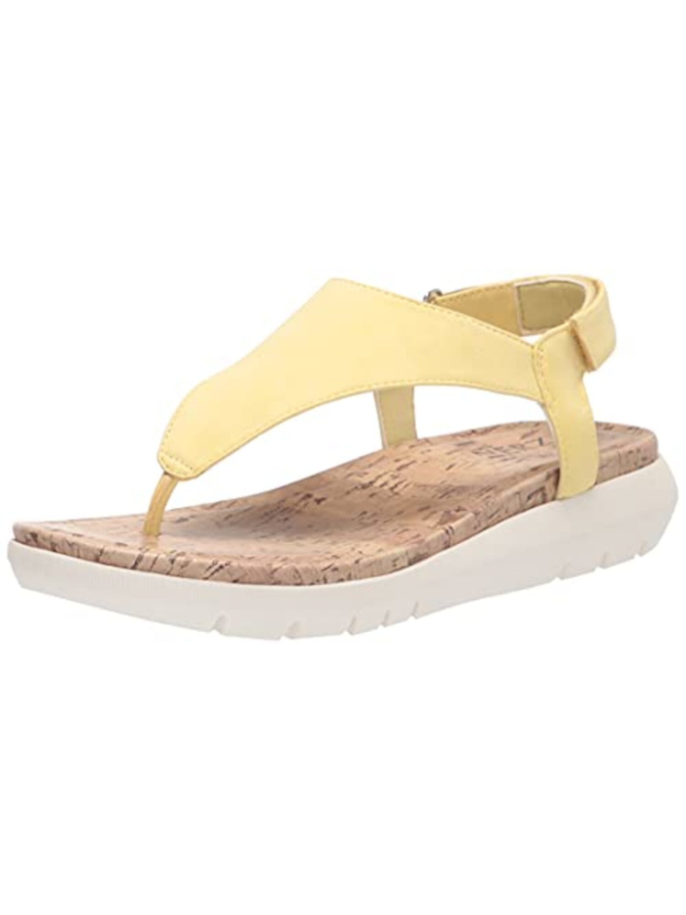 NATURALIZER Womens Iced Lemon Yellow Lightweight Adjustable Non-Slip Comfort Meghan Round Toe Wedge Thong Sandals Shoes 7 M