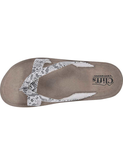 CLIFFS BY WHITE MOUNTAIN Womens Beige Snake Print Best Of Slip On Flip Flop Sandal 6.5 M