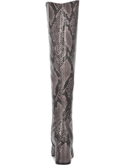 MARC FISHER Womens Gray Snakeskin Cushioned Comfort Retie2 Pointed Toe Block Heel Zip-Up Dress Boots 7 M