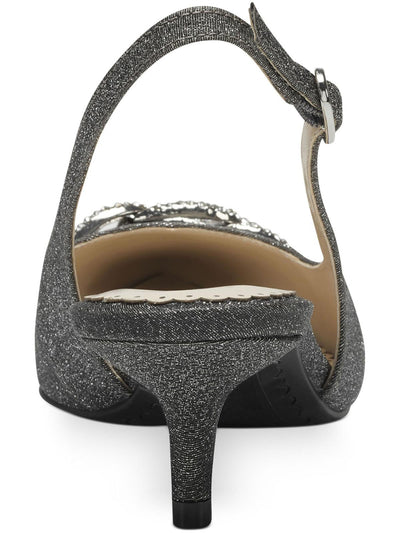 CHARTER CLUB Womens Gray Embellished Comfort Griggs Pointed Toe Kitten Heel Buckle Slingback 8