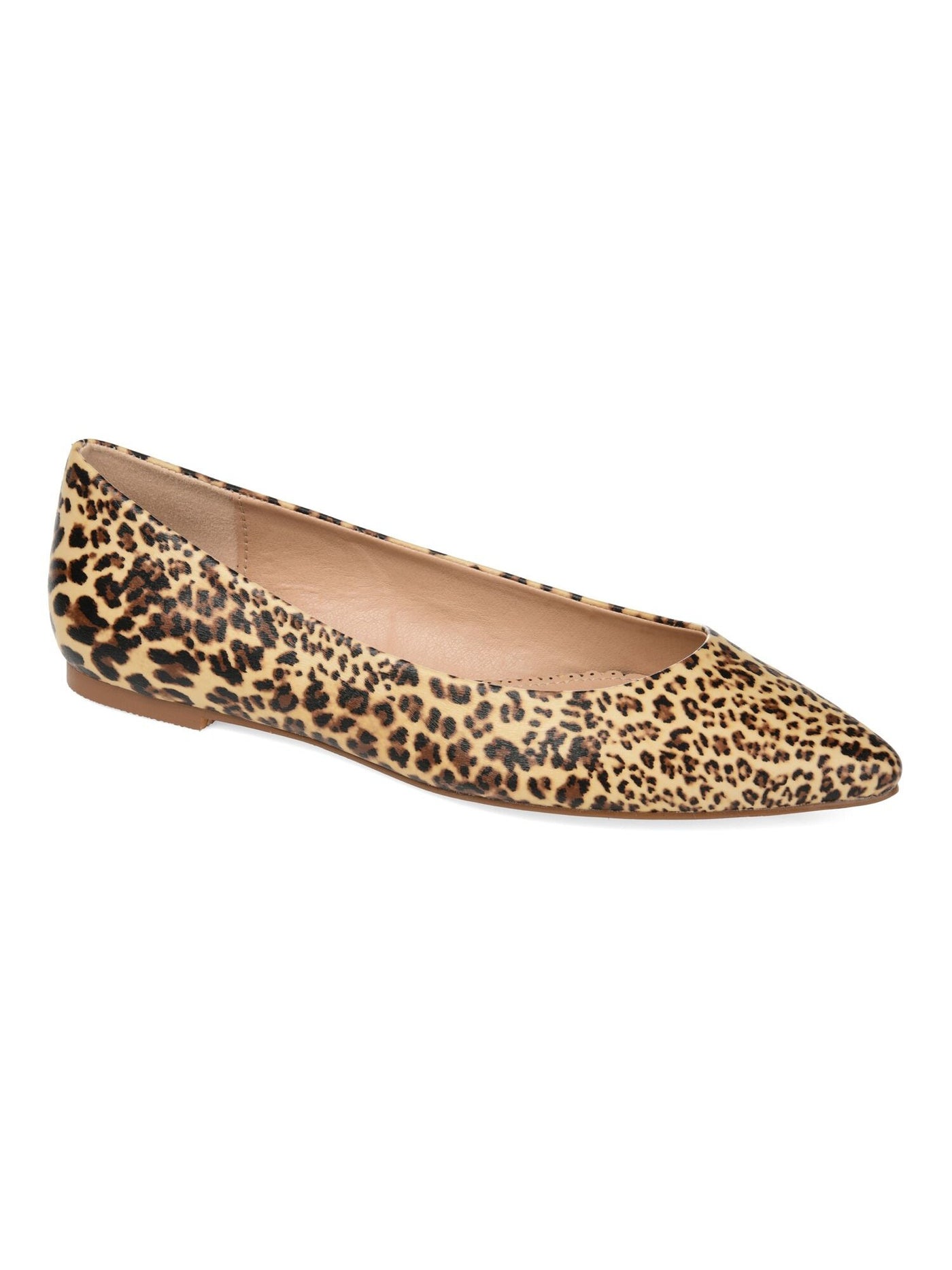 JOURNEE COLLECTION Womens Beige Leopard Print Cushioned Moana Almond Toe Slip On Ballet Flats 8