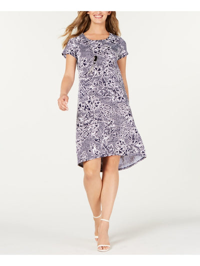 NY COLLECTION Womens With Necklace Short Sleeve Crew Neck Above The Knee Party Shirt Dress