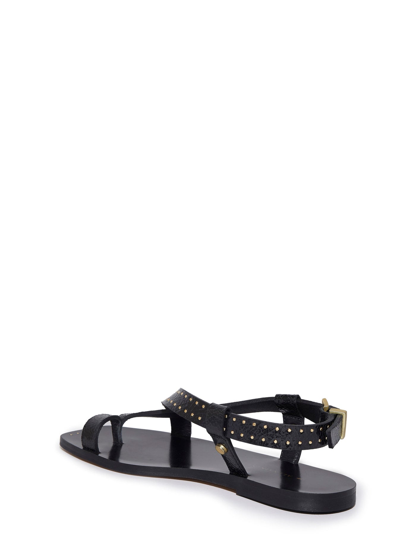 ALLSAINTS Womens Black Toe Loop Studded Asymmetrical Eden Square Toe Buckle Leather Sandals Shoes 39