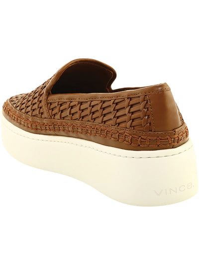 VINCE. Womens Brown 1" Platform Woven Cushioned Stafford Square Toe Platform Slip On Leather Athletic Sneakers Shoes 8.5 M