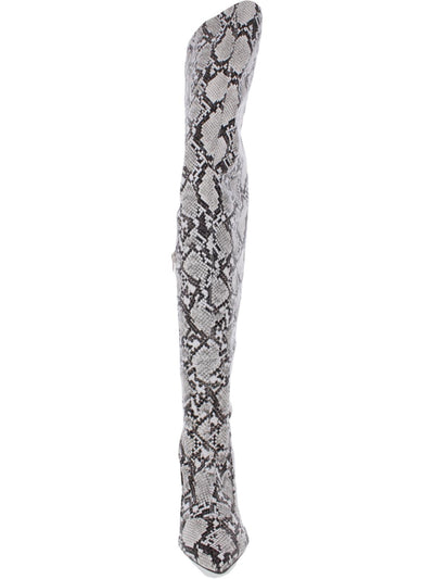 THALIA SODI Womens Beige Snake Print Comfort Cushioned Rominaa Pointed Toe Stiletto Zip-Up Dress Boots 6.5 M
