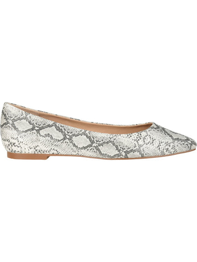 JOURNEE COLLECTION Womens White Snake Comfort Padded Moana Almond Toe Slip On Ballet Flats 9 M