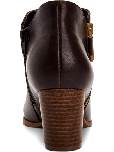 STYLE & COMPANY Womens Brown Notched At Sides Zipper Accent Masrinaa Almond Toe Block Heel Zip-Up Booties 5 M