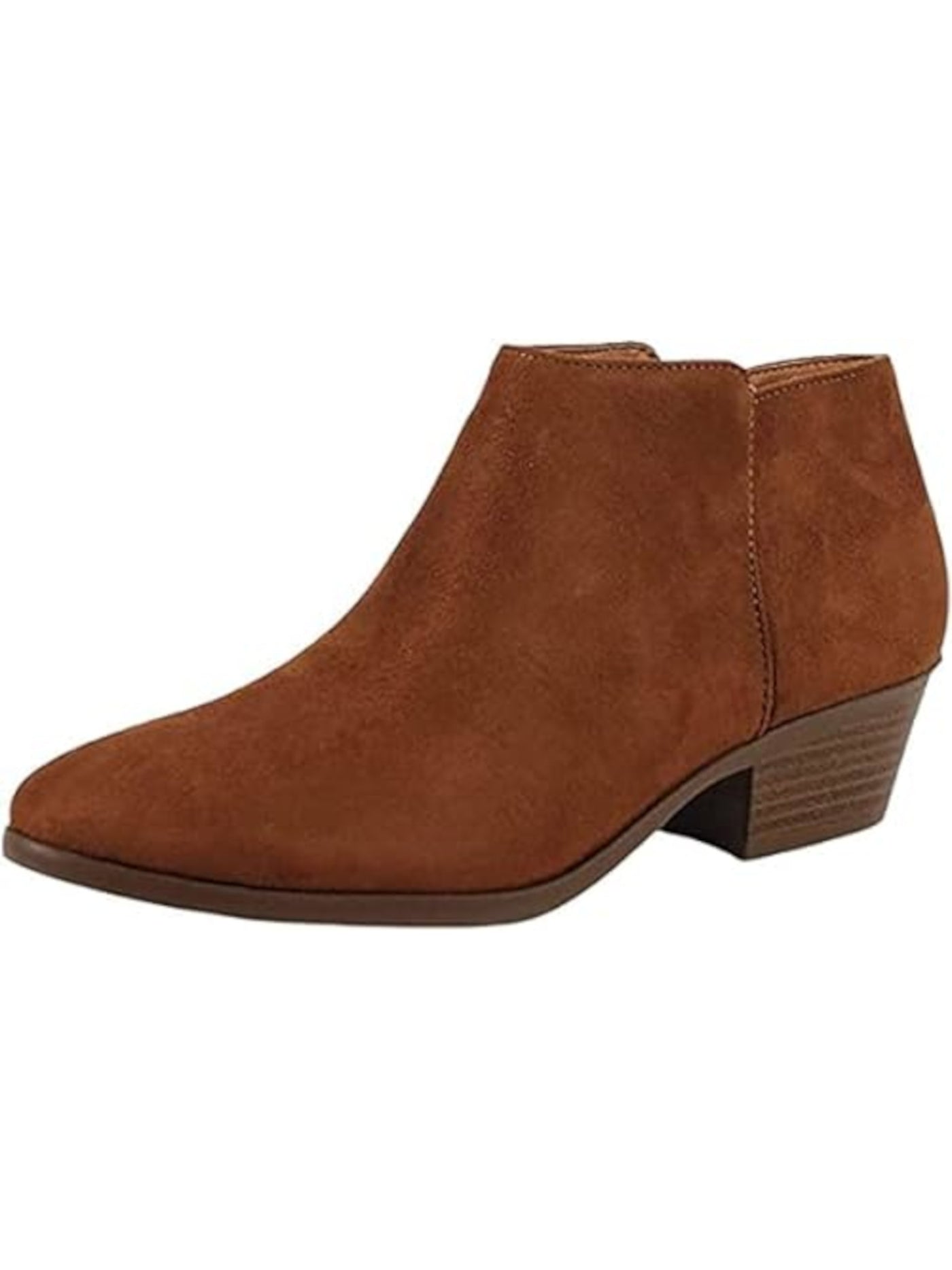 STYLE & COMPANY Womens Brown Cushioned Wileyy Almond Toe Block Heel Zip-Up Booties 7.5 W