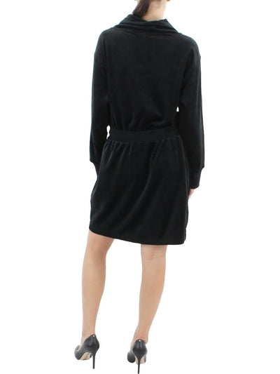 CALVIN KLEIN Womens Black Long Sleeve Cowl Neck Sweatshirt Dress L