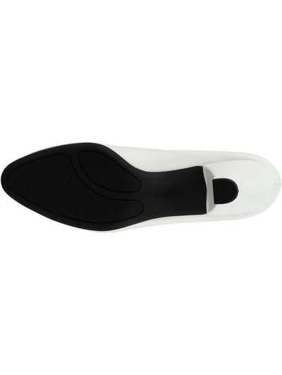 EASY STREET Womens White Cushioned Fabulous Round Toe Block Heel Slip On Pumps Shoes M